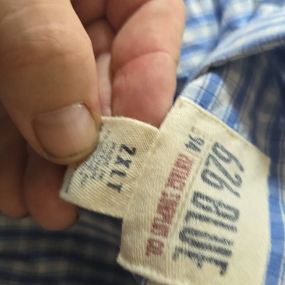 626 Blue Men's Gingham Plaid Short Sleeve Button-up Shirt Blue White 2XLT - Picture 6 of 7